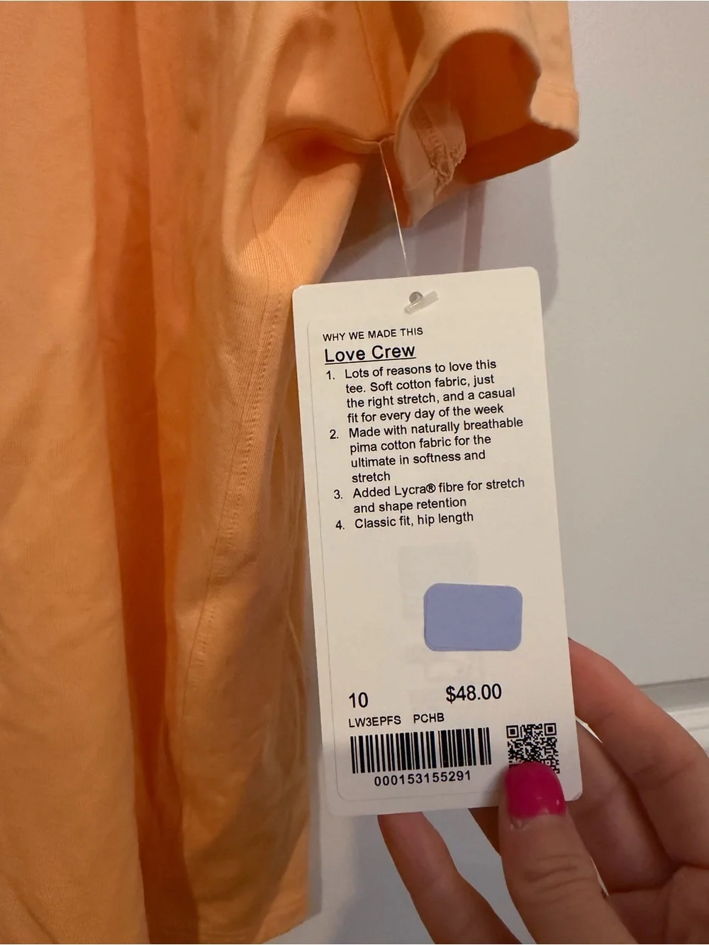 NWT Lululemon Love Crew III Peach Bellini Short Sleeve Women's Size 10